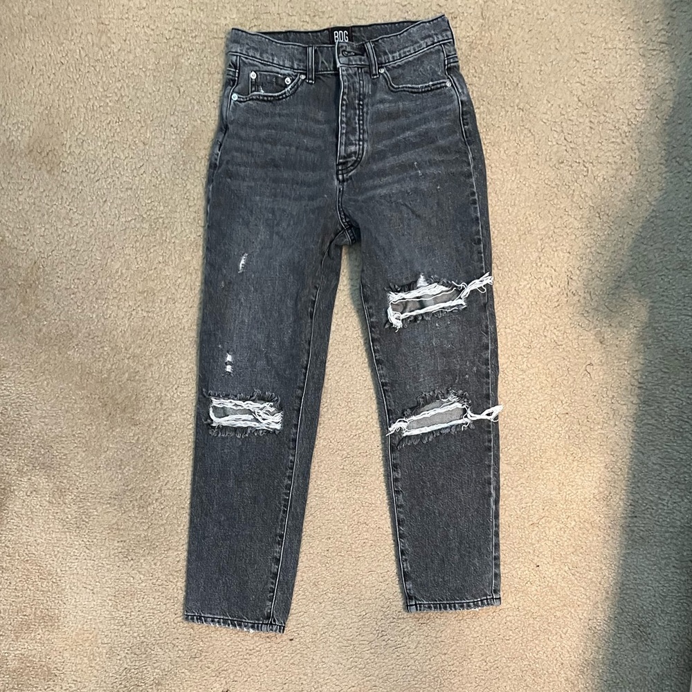 Urban BDG High Waisted Slim Straight Jeans- Washed Black